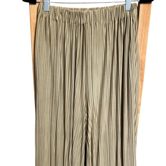 Samsoe Uma Trousers In Elmwood Pleated Wide Leg Pull On Style Gold Size Large - Picture 4 of 14